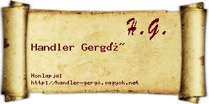 Handler Gergő névjegykártya