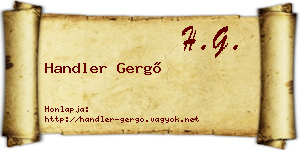 Handler Gergő névjegykártya